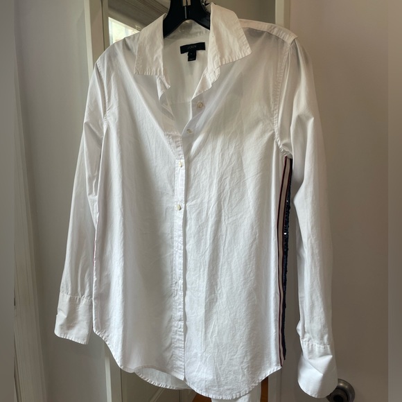 Jcrew White Cotton Button Down with Side detail - Picture 8 of 8